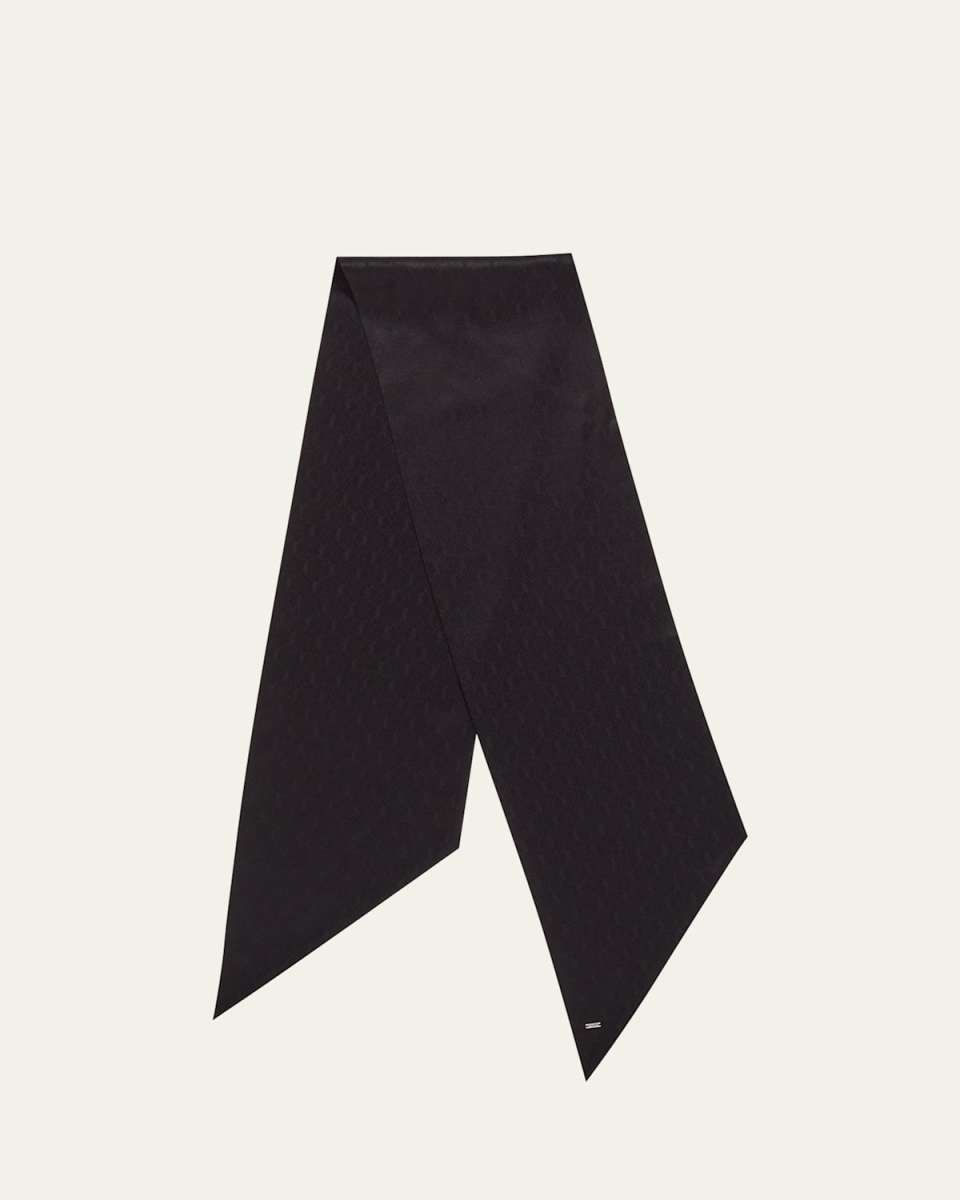 Jacquard Monogram Silk Twill Skinny Scarf